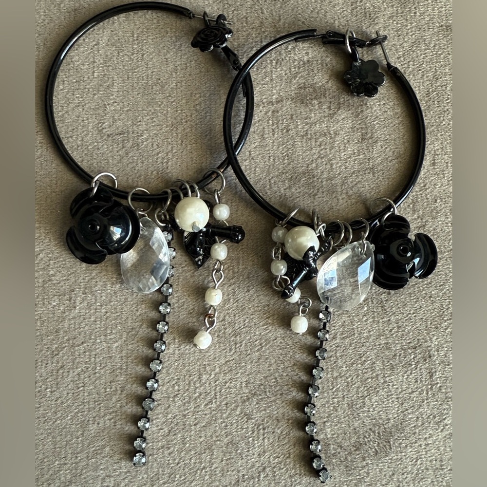Elegant Black and Silver Hoop Earrings
